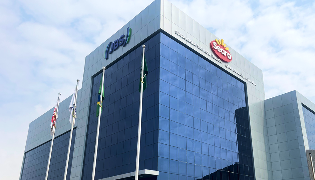 JBS and Seara facade with flags