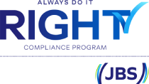 "Always Do It Right - Compliance Program" logo and JBS brand.